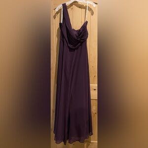 David's Bridal One Shoulder Plum Dress